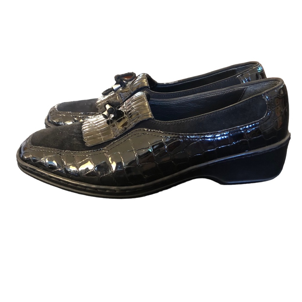 Ara Black Patent Leather Crocodile Loafers size 5 - Picture 11 of 16